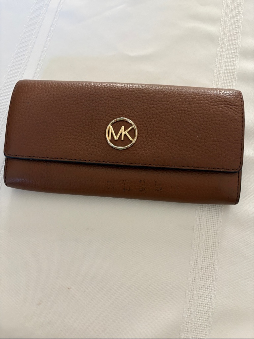 Michael Kors Brown Leather MK Logo Continental Wallet